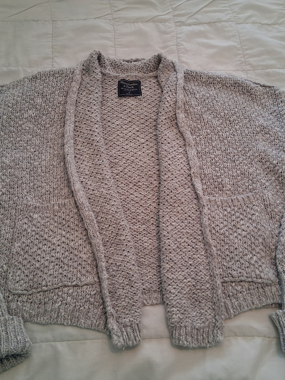 Abercrombie & Fitch Gray Open-Front Knit Cardigan